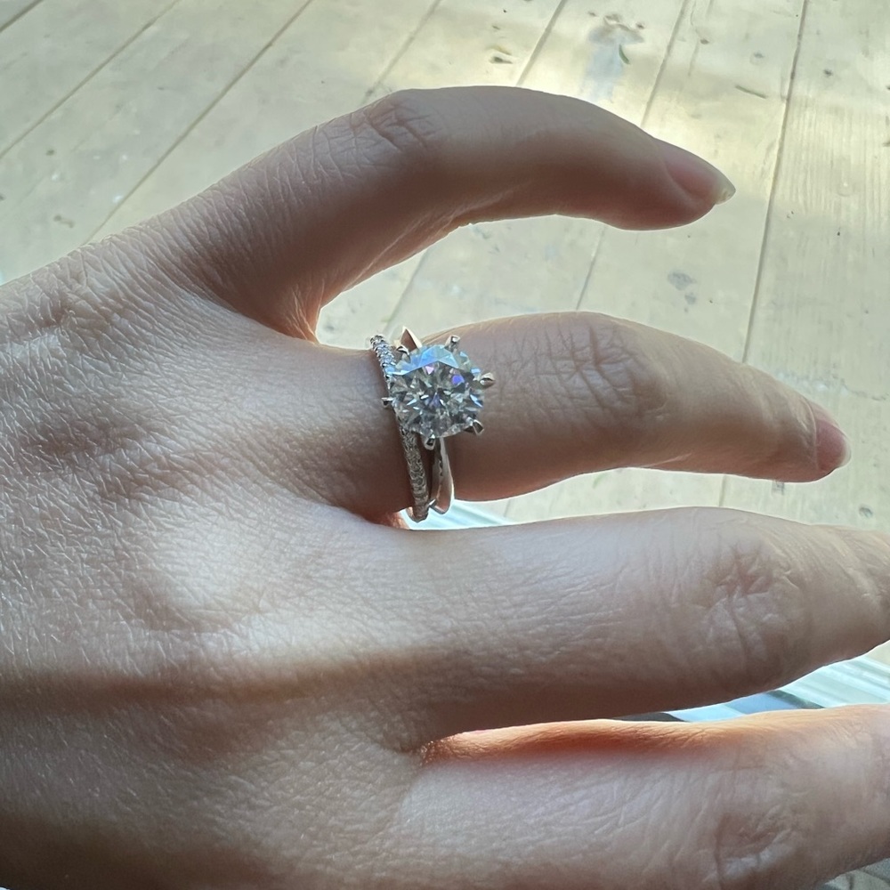 Brand New Moissanite Wedding Band 18K White Gold Plated Sterling Silver Rings - Picture 9 of 16